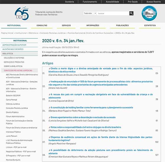 Artigo publicado no Tribunal de Justiça do Distrito Federal (TJDFT), 2024